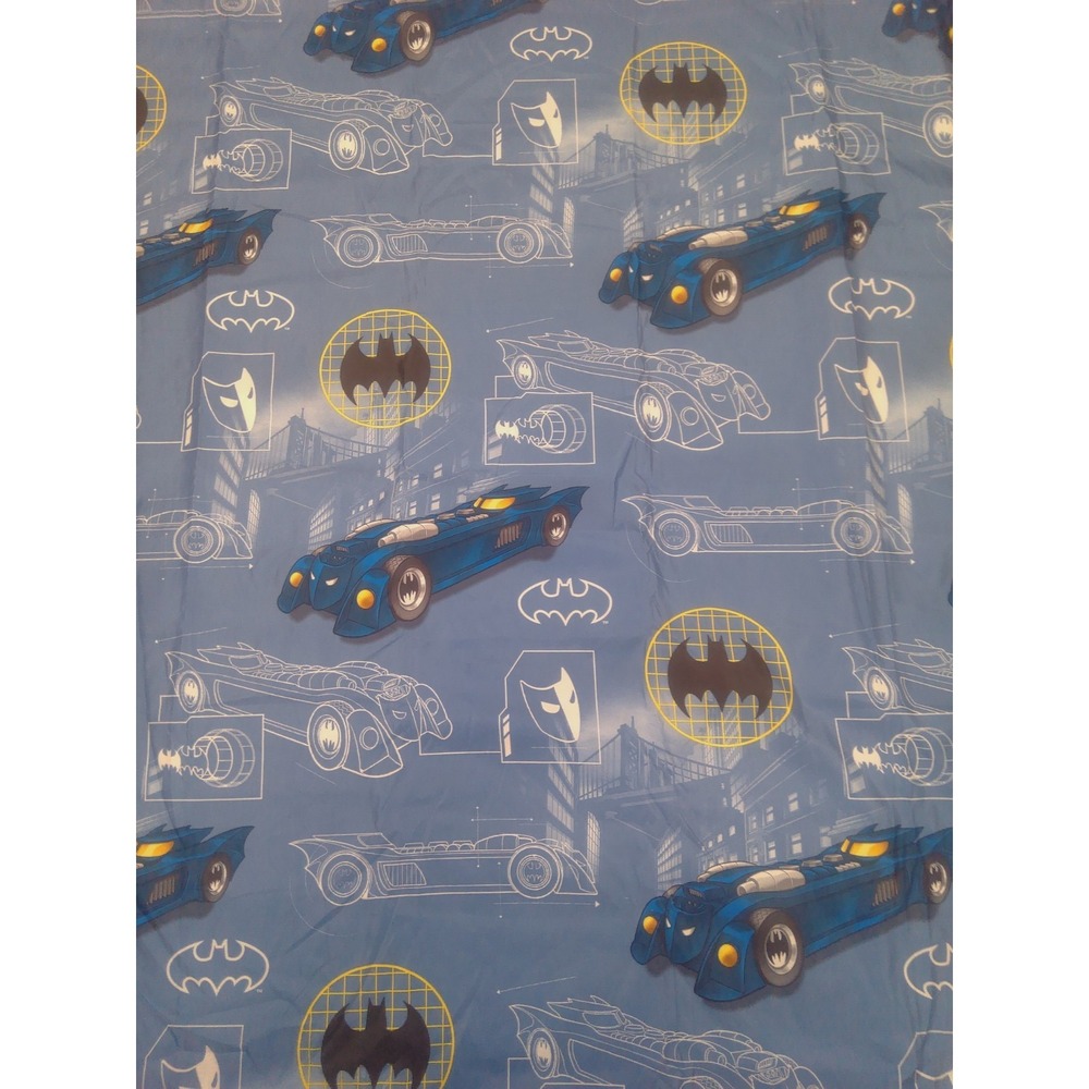 DC Comics Batman Cartoon Full Flat Sheet Batmobile Throwback Graphics Blue